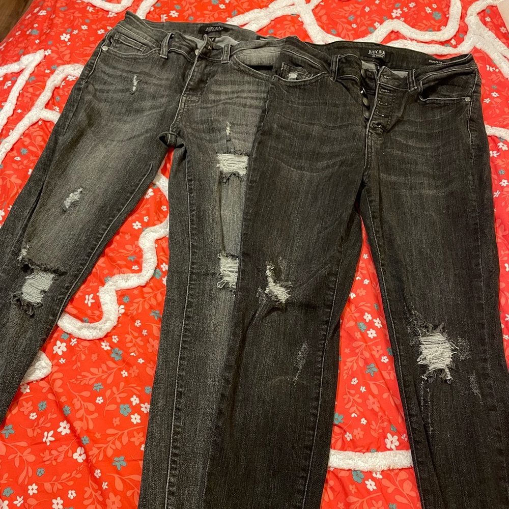 Two pairs July Blue skinny jeans.